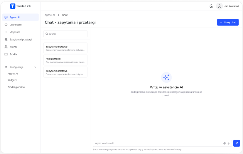 Tenderlink Dashboard Back